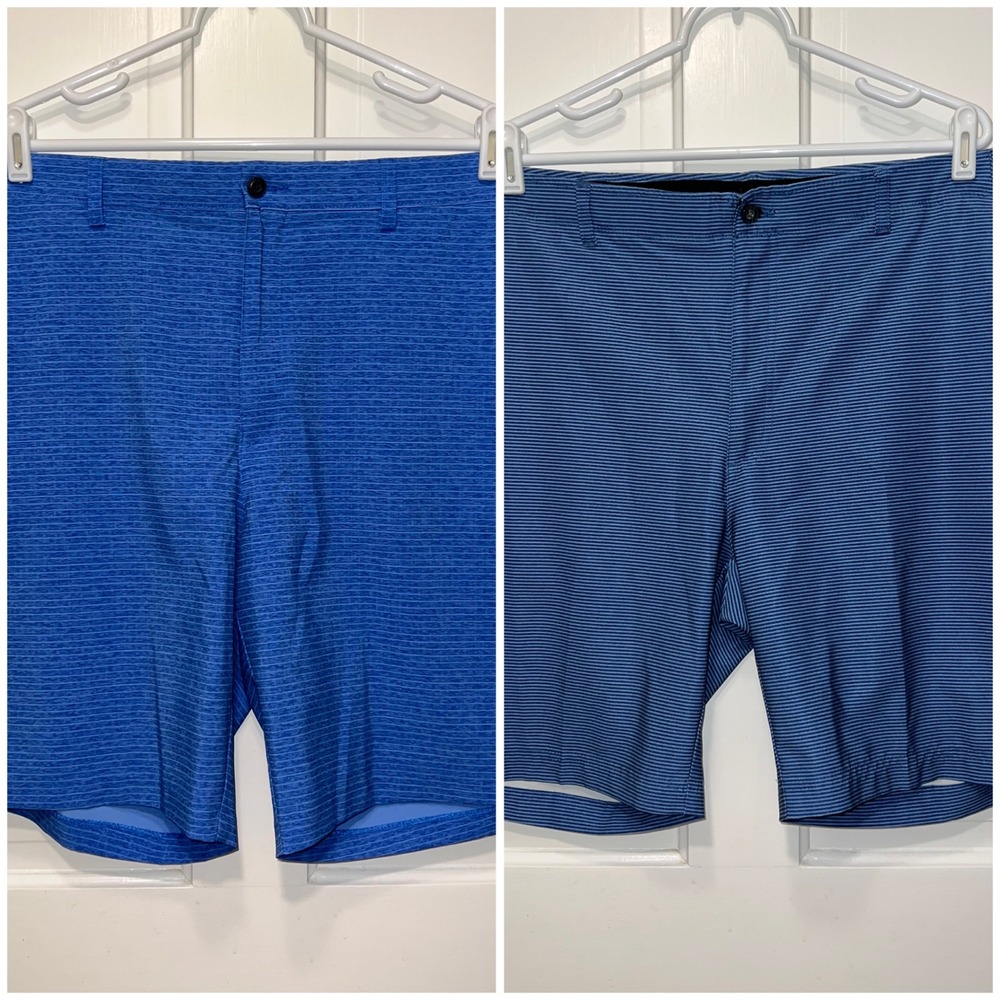 Lot of 2 PGA Pebble Beach Striped Golf Shorts Mens Sz 40 Performance Quick Dry
